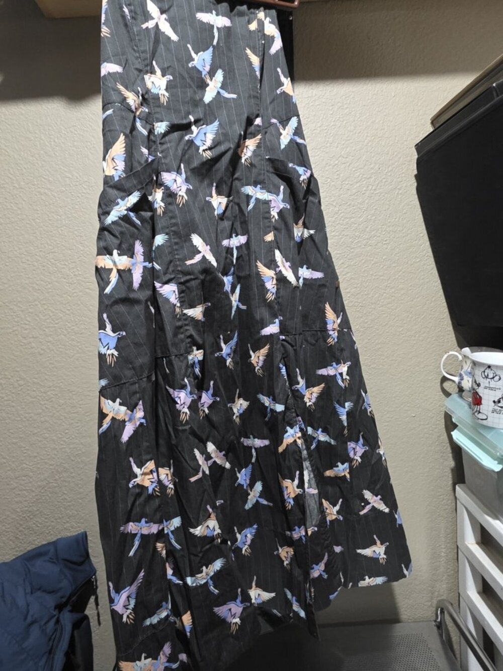 FREE PEOPLE Strapless BIRD PRINT Sunshine of Your Love POCKET Midi DRESS Size 6